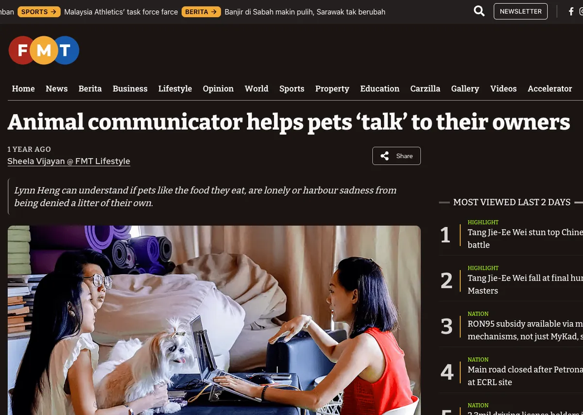 Free Malaysia Today Highlights Mystic Blessings’ Unique Animal Communication